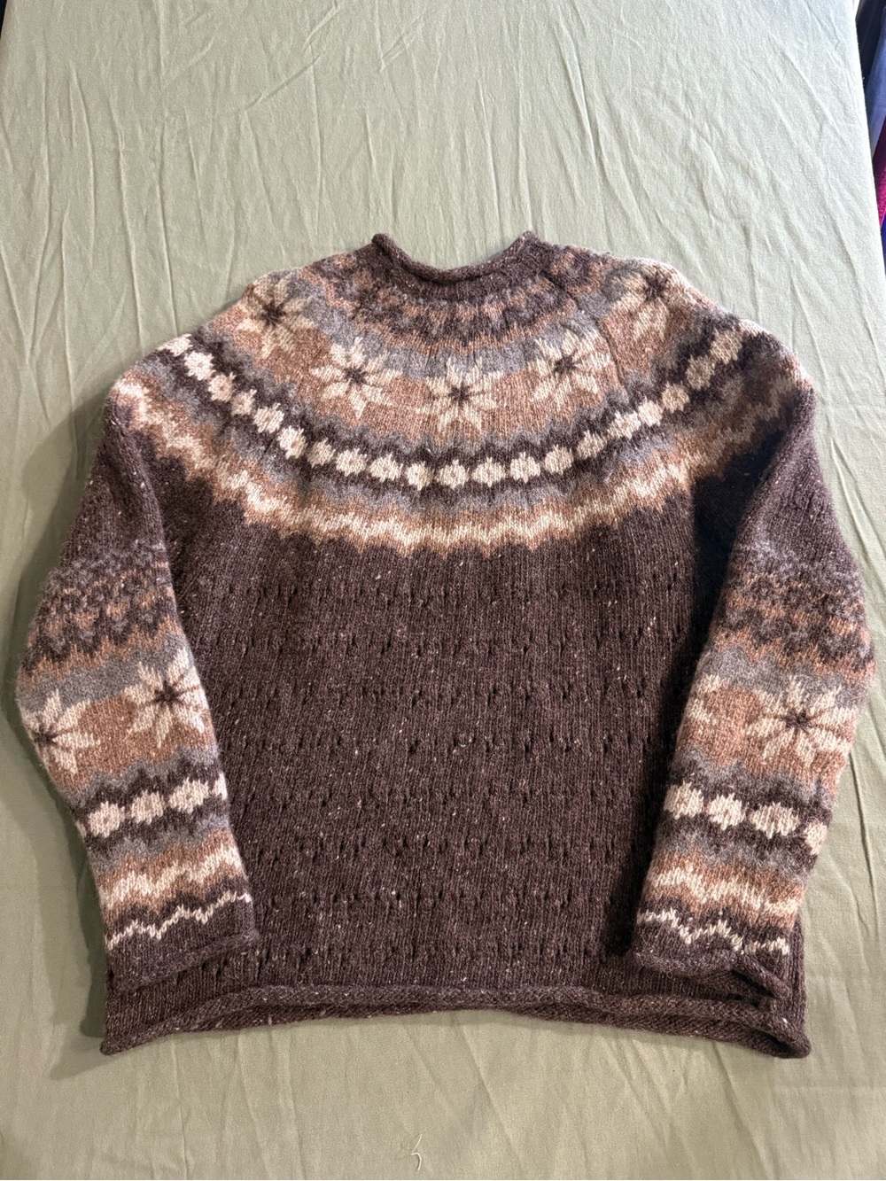 Women's Rafaella Vintage 90's Pattern Wool Pullover Sweater L - Picture 4 of 9